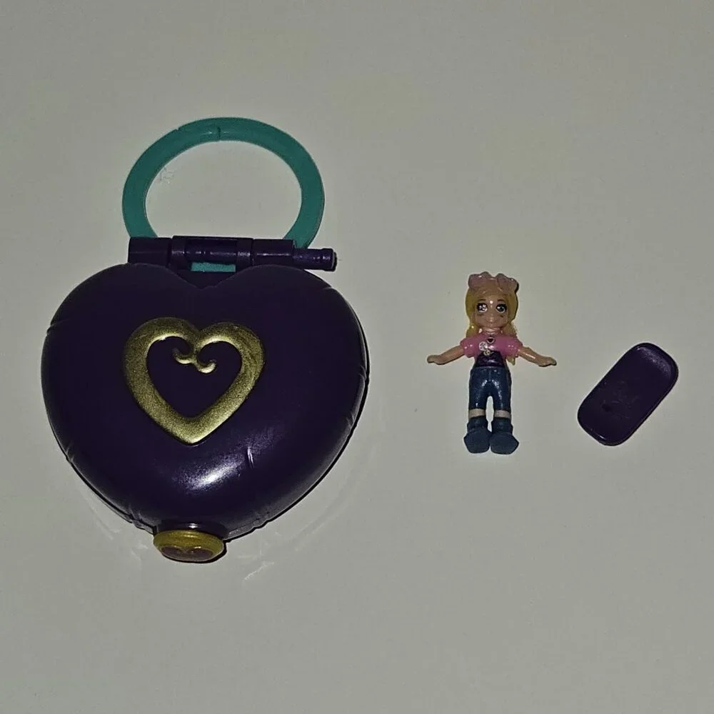 Mattel Mini Polly Pocket World Purple Heart Compact Pink Scooter Lot AS IS READ